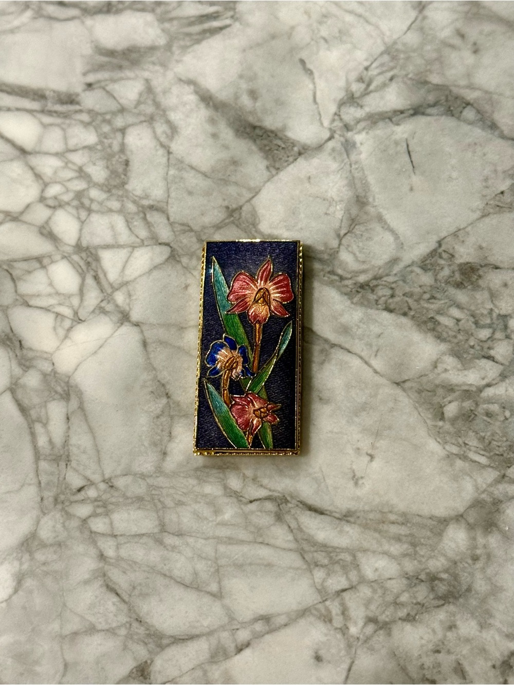 Vintage Floral Cloisonné Money Clip